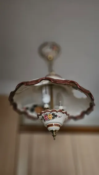 Lámpara colgante cerámica floral