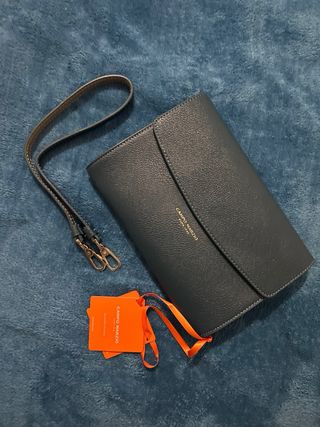 Bolso Clutch Piel Azul Petróleo Campo Marzio