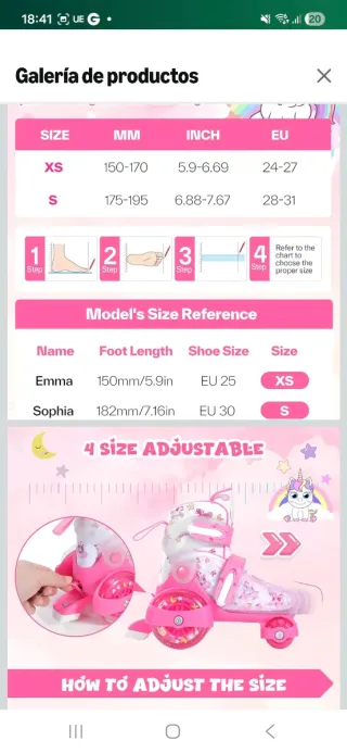 Patines infantiles rosas con luces