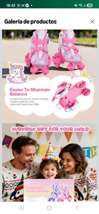 Patines infantiles rosas con luces