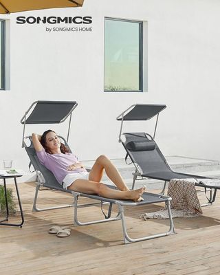 SONGMICS Tumbona Reclinable 193x53x29 cm Gris