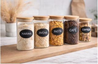 Set 12 Frascos Vidrio Bambú