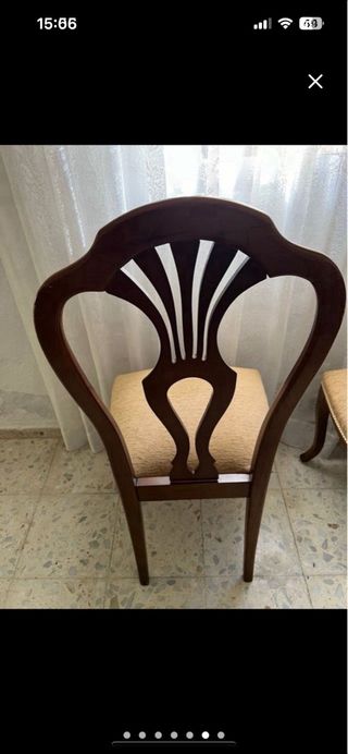 2 Sillas Comedor Madera Tapizado Beige