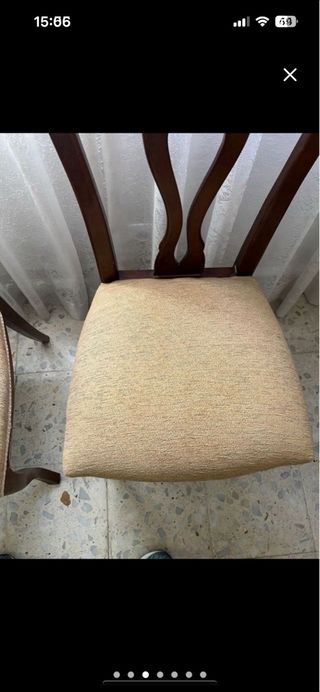 2 Sillas Comedor Madera Tapizado Beige