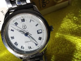 Reloj T Automático Esfera Blanca y Plata