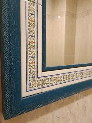 Pack espejo y accesorios baño porcelana