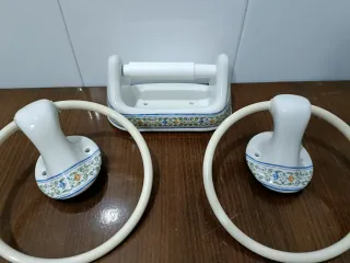 Pack espejo y accesorios baño porcelana