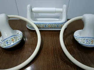 Pack espejo y accesorios baño porcelana