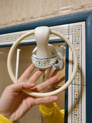 Pack espejo y accesorios baño porcelana