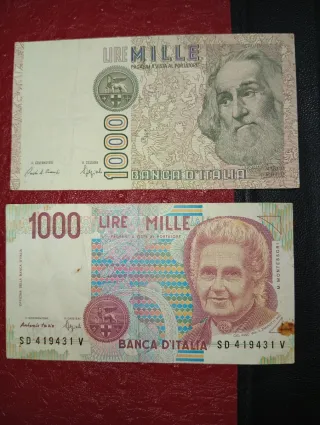 2 Banconote da 1000 Lire Italiane