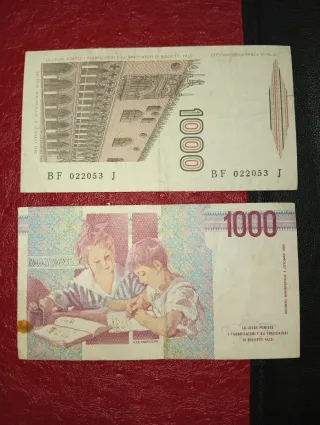 2 Banconote da 1000 Lire Italiane