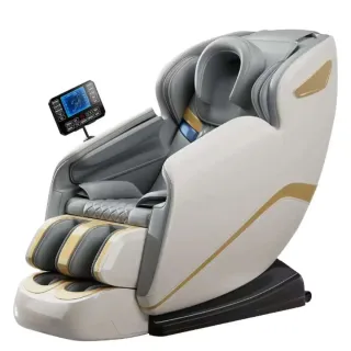 Sofá de masaje blanco y dorado