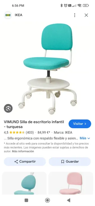 Silla infantil azul para escritorio