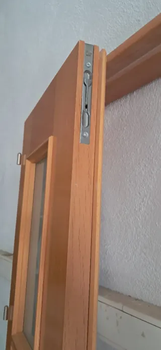 Puerta doble de haya con cristales