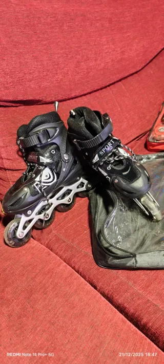 Patines en línea negros talla ajustable