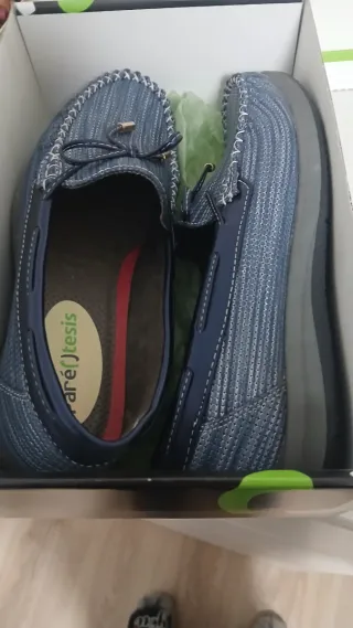 Mocasines Paréntesis azul y plata