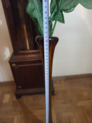 Jarrón de cristal pesado color ámbar