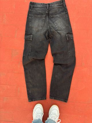 Pantalón cargo Y2K denim negro talla S