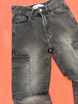 Pantalón cargo Y2K denim negro talla S