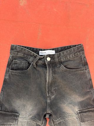 Pantalón cargo Y2K denim negro talla S