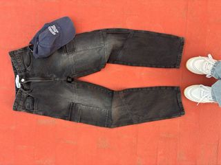 Pantalón cargo Y2K denim negro talla S