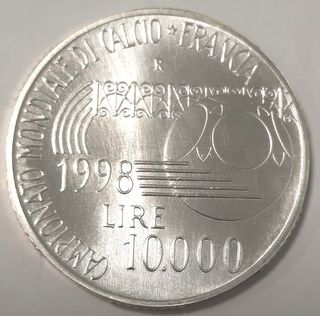 Moneta 10000 Lire Argento Campionato Mondiale Calc
