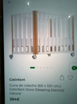 Cuna colecho blanca y madera