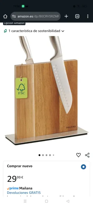 Soporte Magnético Cuchillos PRAKNU Madera