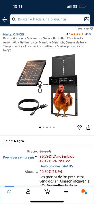 Puerta Automática Gallinero Okköbi