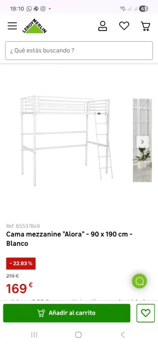 Cama alta Alora 90x190 cm - Blanca