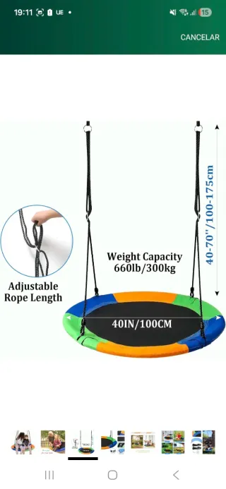 Columpio Nido Redondo 40 660lb