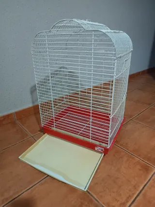 Jaula Grande para Pájaros Blanca y Roja