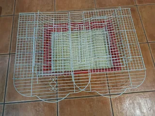 Jaula Grande para Pájaros Blanca y Roja