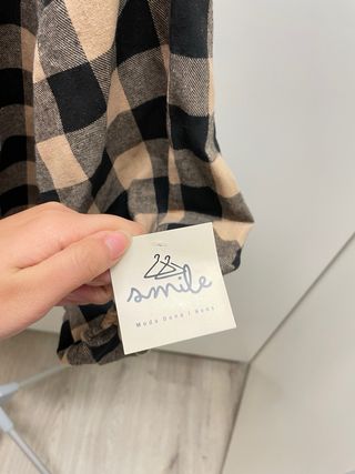 Camisa cuadros oversize beige y negro