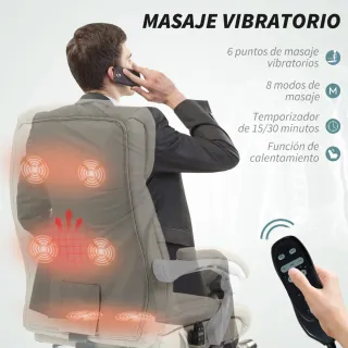 Silla Oficina Masaje Calor Respaldo Beige