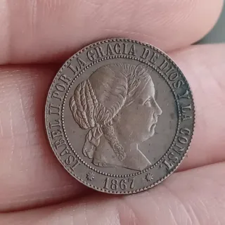 1 cto. 1867 Barcelona - Isabel II - Cobre