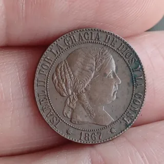 1 cto. 1867 Barcelona - Isabel II - Cobre