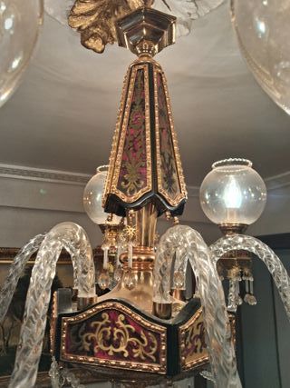 Lámpara Araña Cristal y Metal Dorado