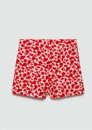 Shorts rojos flores Mango Talla 38