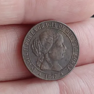 1 cto. 1867 Segovia - Isabel II - Cobre