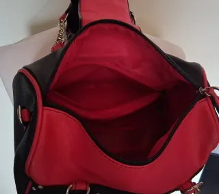 Borsetta donna bauletto nera e rossa
