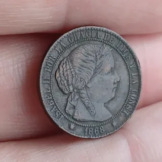 1 cto. 1868 Sevilla - Isabel II - Cobre