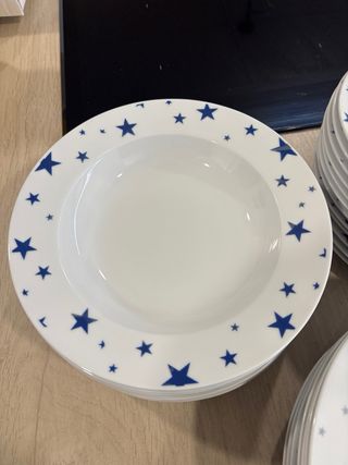 Vajilla Porcelana Estrellas Azul y Blanca