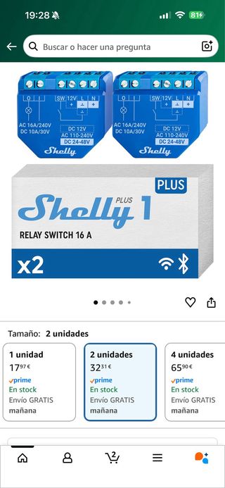 Shelly 1 Plus - Interruptor Inteligente WiFi y Blu