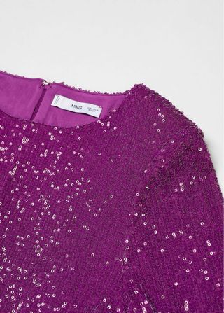 Vestido morado lentejuelas Mango XXS