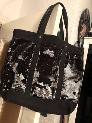 Bolso Negro Lentejuelas Plata