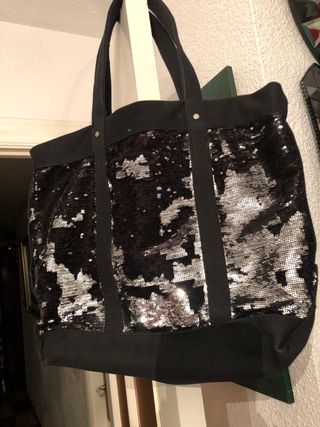 Bolso Negro Lentejuelas Plata