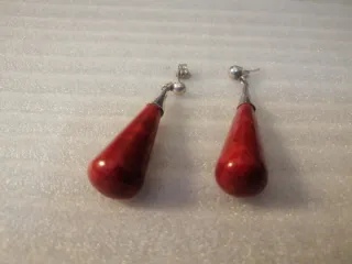 Pendientes Antiguos Coral Rojo y Plata