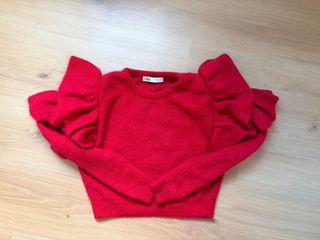 Jersey Zara rojo volantes