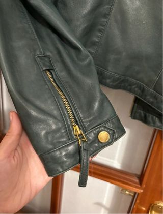 Cazadora Piel Massimo Dutti Verde